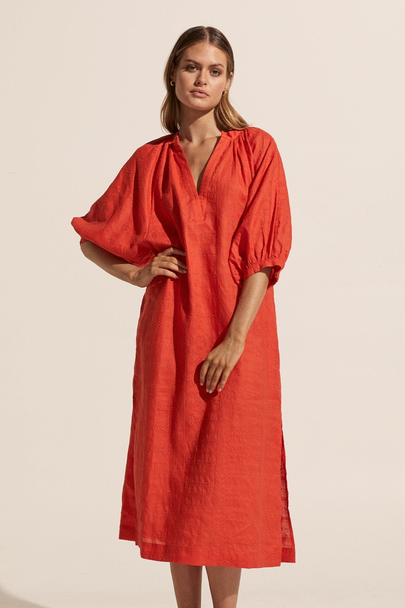 Motto Dress in Flame Embroidery Motto Dress in Flame Embroidery